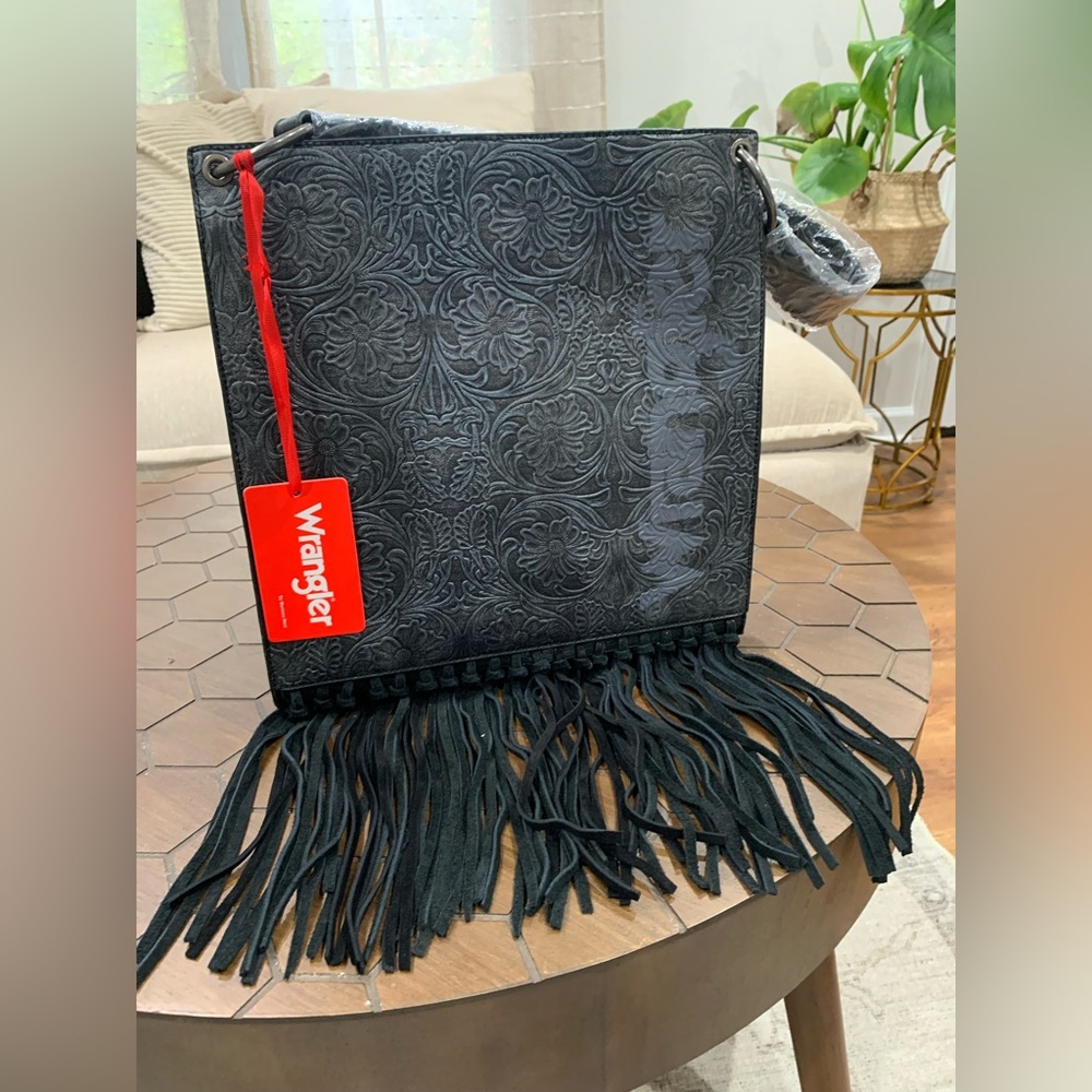 Wrangler Floral Embossed Fringe Concealed Carry Crossbody NWT